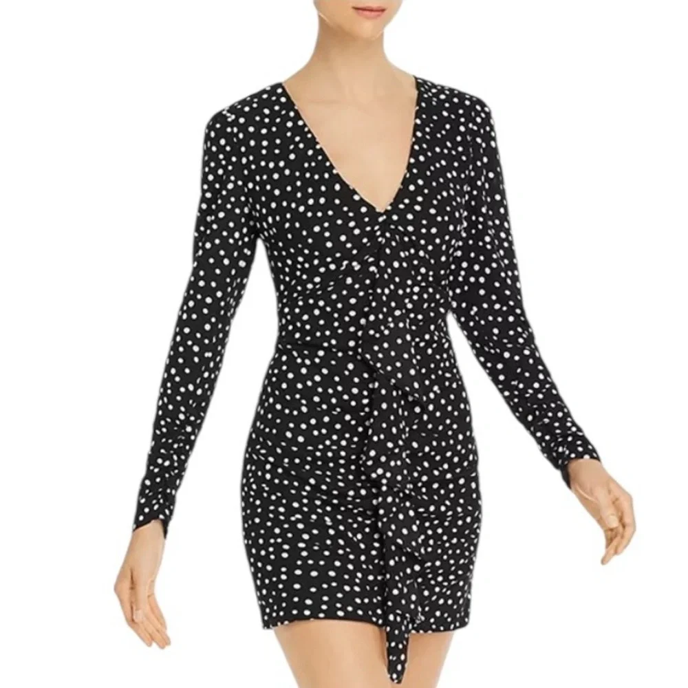 NWT LIKELY Corinne Ruffled Polka Dot Mini Dress in Black and White Sz 6 - Picture 1 of 12